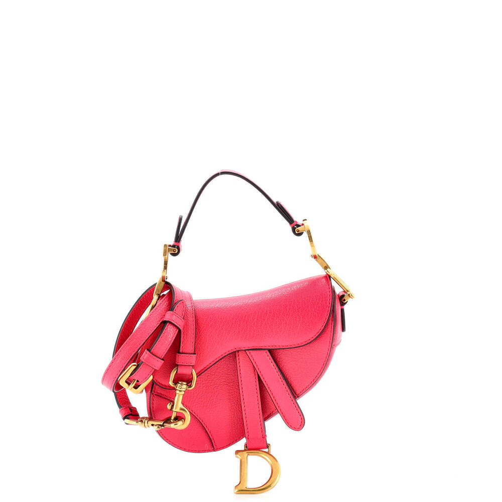 Christian Dior Micro Saddle Handbag with Strap Leather